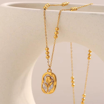 Gold Floral Charm Necklace |