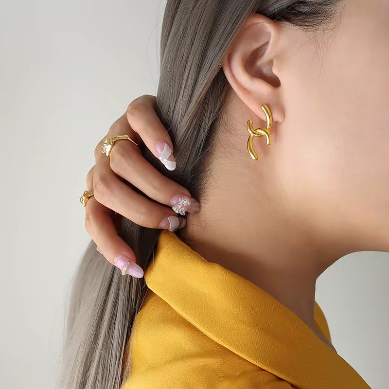 Gold Linked Drop Earrings