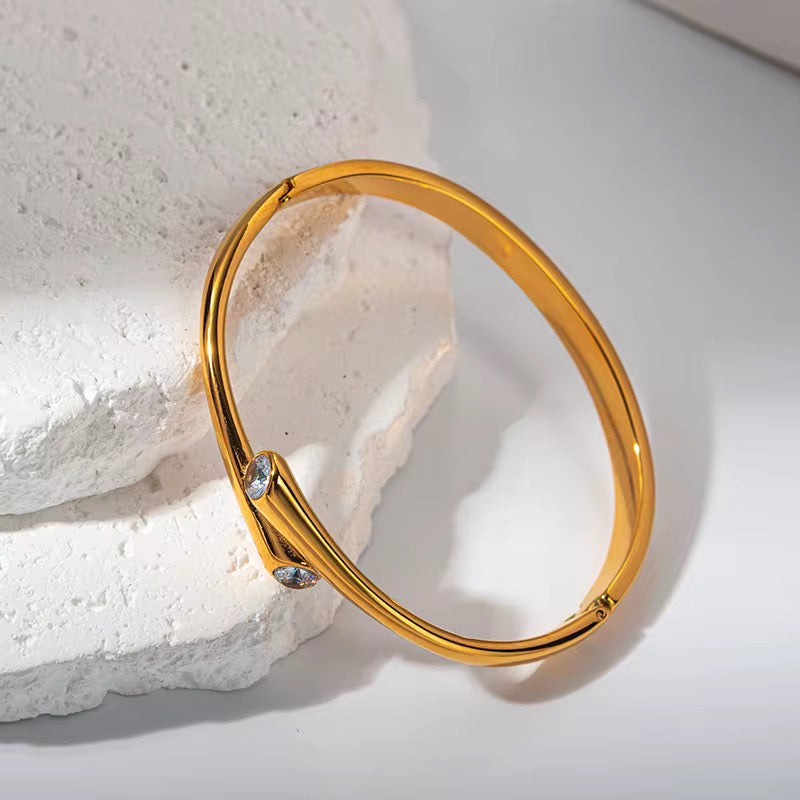 Minimal Dual Zircon Cuff Bracelet