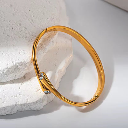 Minimal Dual Zircon Cuff Bracelet