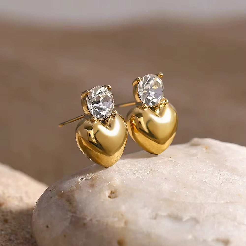 Crystal Heart Drop Earrings
