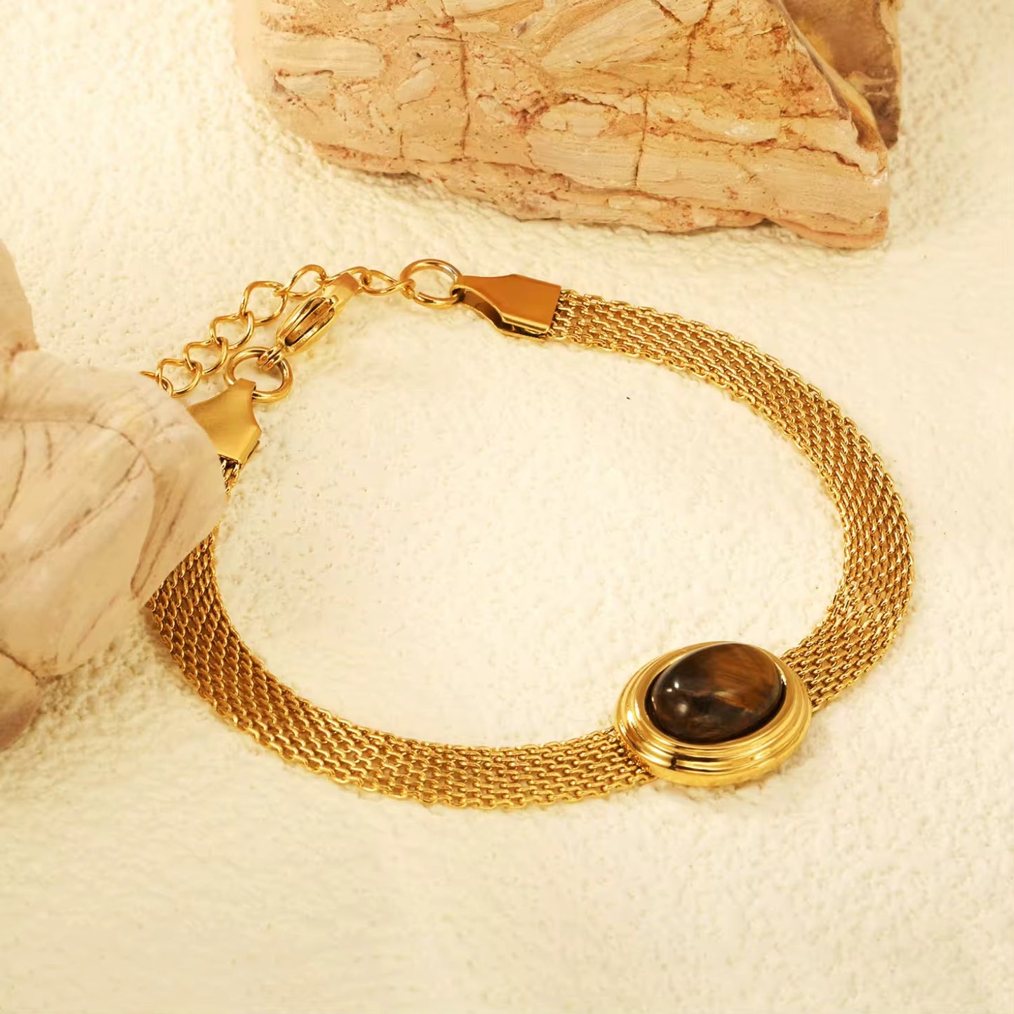 Multi-Layer Chain Bracelet with Stone