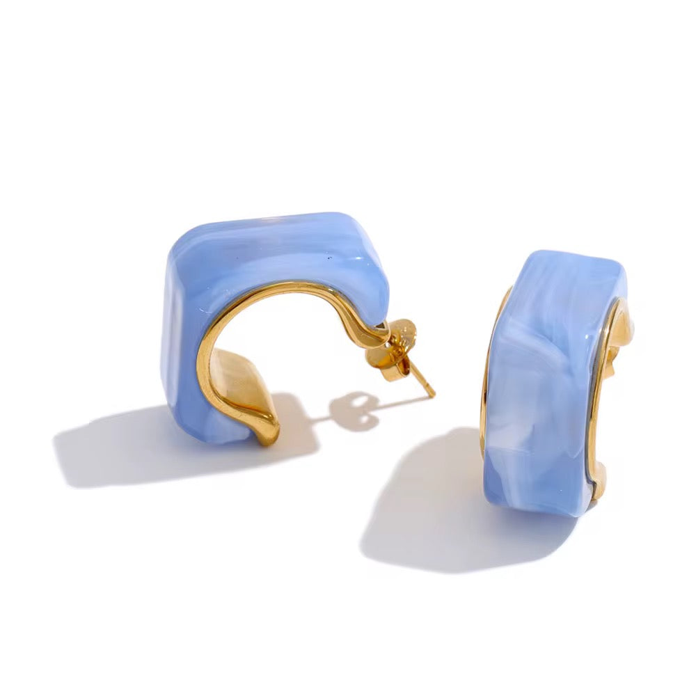 Chunky Enamel Gold Hoop Earrings