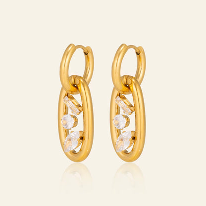 Luxe Oval Drop Crystal Hoops
