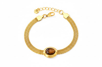 Multi-Layer Chain Bracelet with Stone