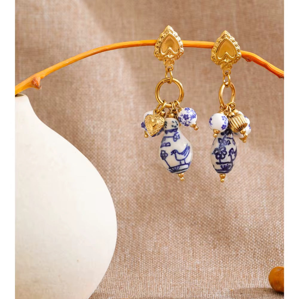 Vintage Porcelain Charm Earrings