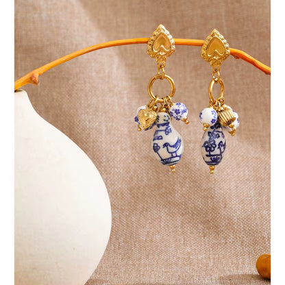 Vintage Porcelain Charm Earrings