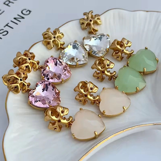 Crystal Heart Drop Earrings