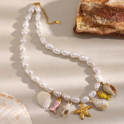 Ocean Charm Pearl Necklace