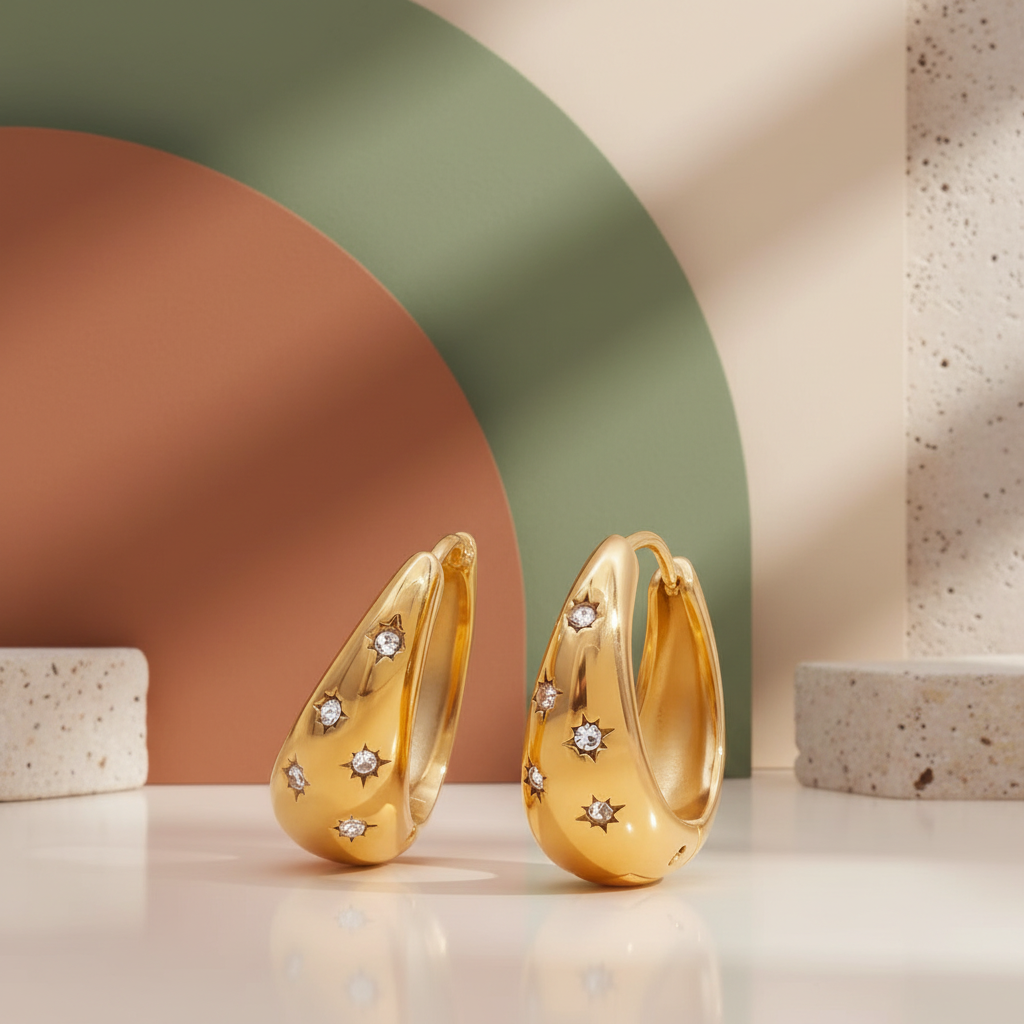 Luxury Star Zircon Hoop Earrings