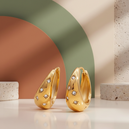 Luxury Star Zircon Hoop Earrings