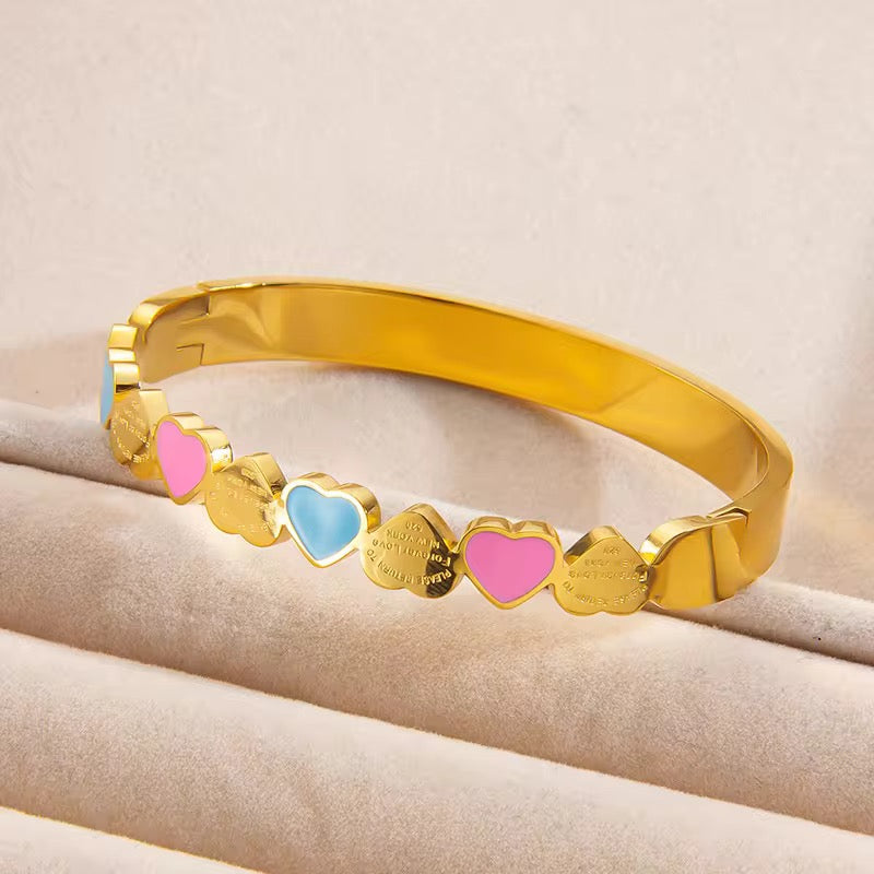 Colorful Heart Enamel Bangle