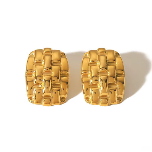 Woven Texture Gold Hoop Earrings
