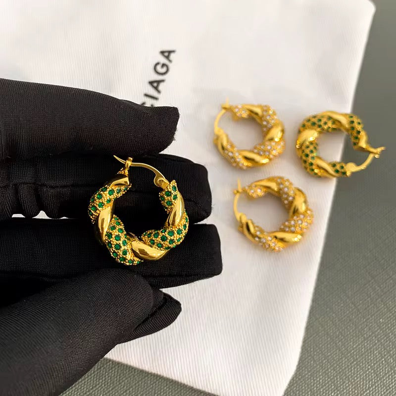 Twisted Pave Hoop Earrings