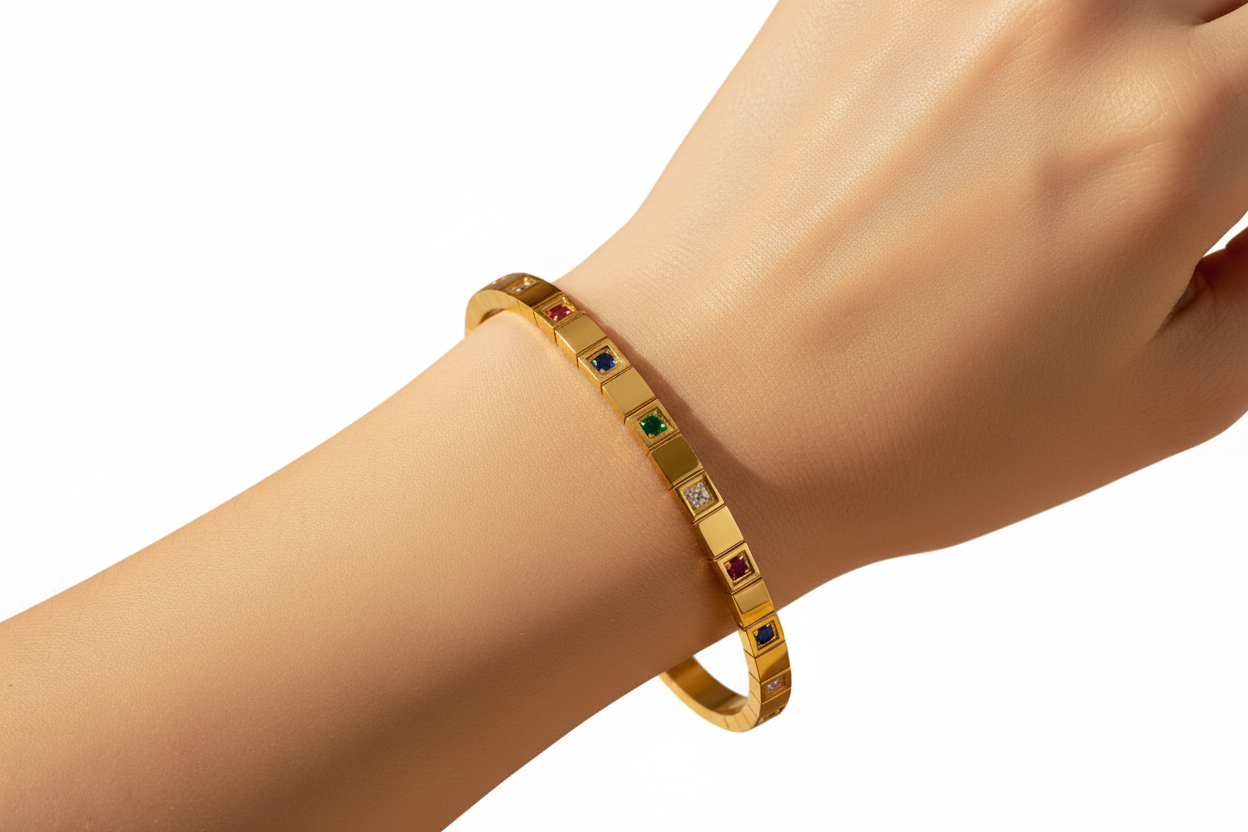 Rainbow Crystal Tile Bangle