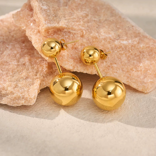 Golden Sphere Drop Earrings