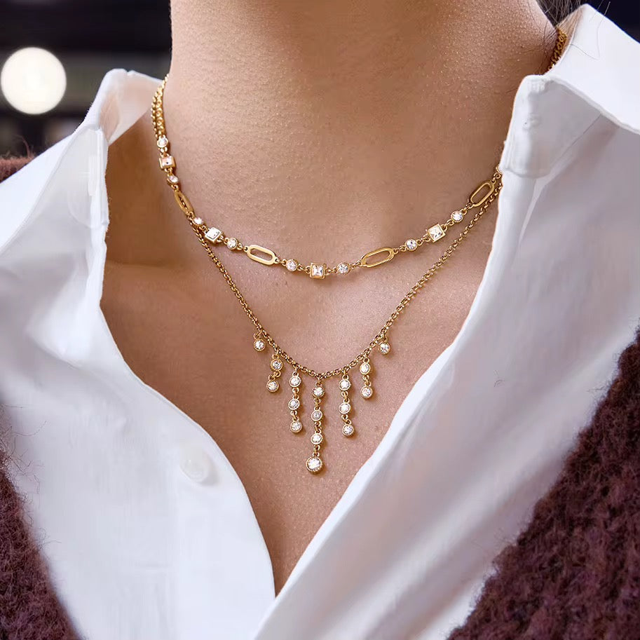 Aurielle Layered Crystal Necklace