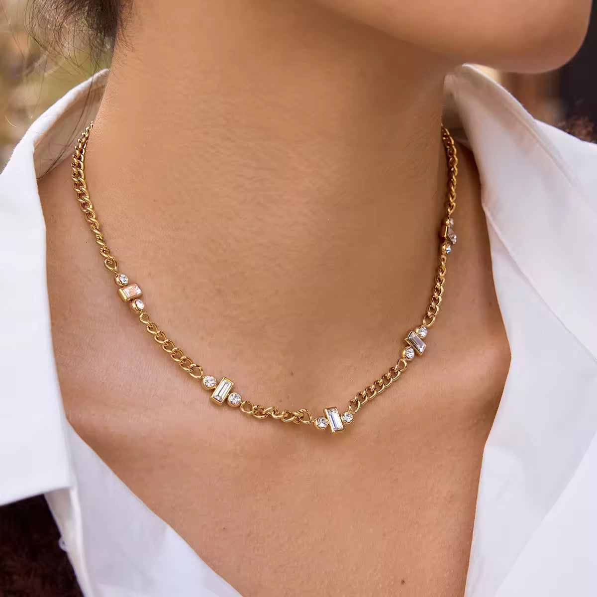 Crystal Link Chain Necklace