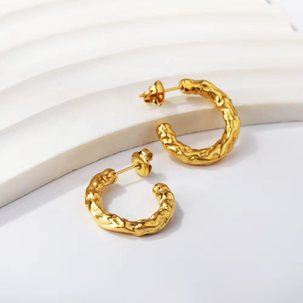 Organic Textured Hoop Earrings