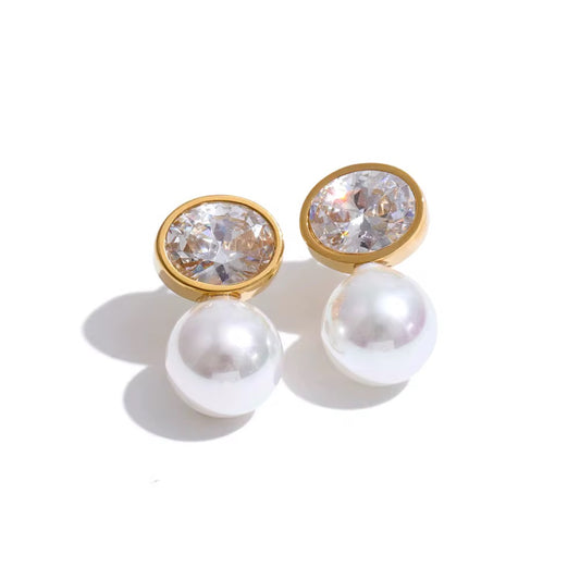 Pearl Glow Crystal Stud Earrings