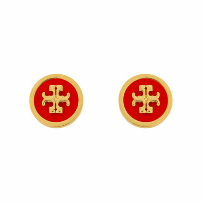 Enamel Cross Emblem Stud Earrings