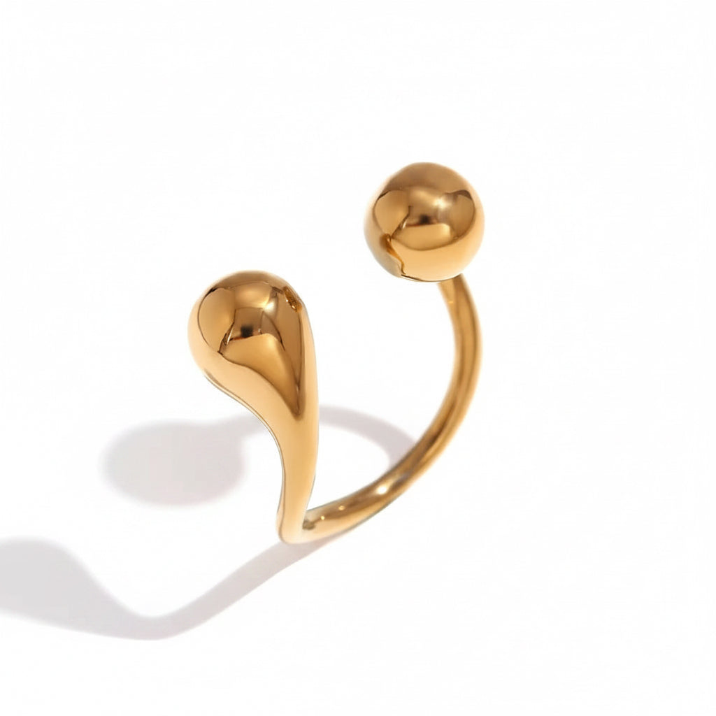Sculptural Open Cuff Bracelet & Ring Set