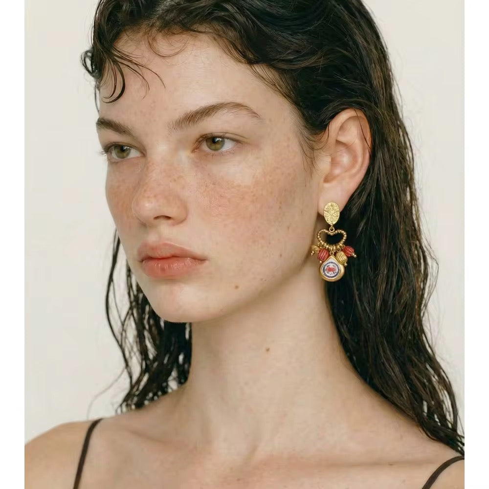Ocean Crab Charm Statement Earrings