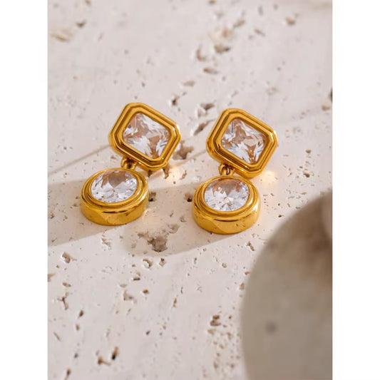 Luxe Duo Crystal Drop Earrings