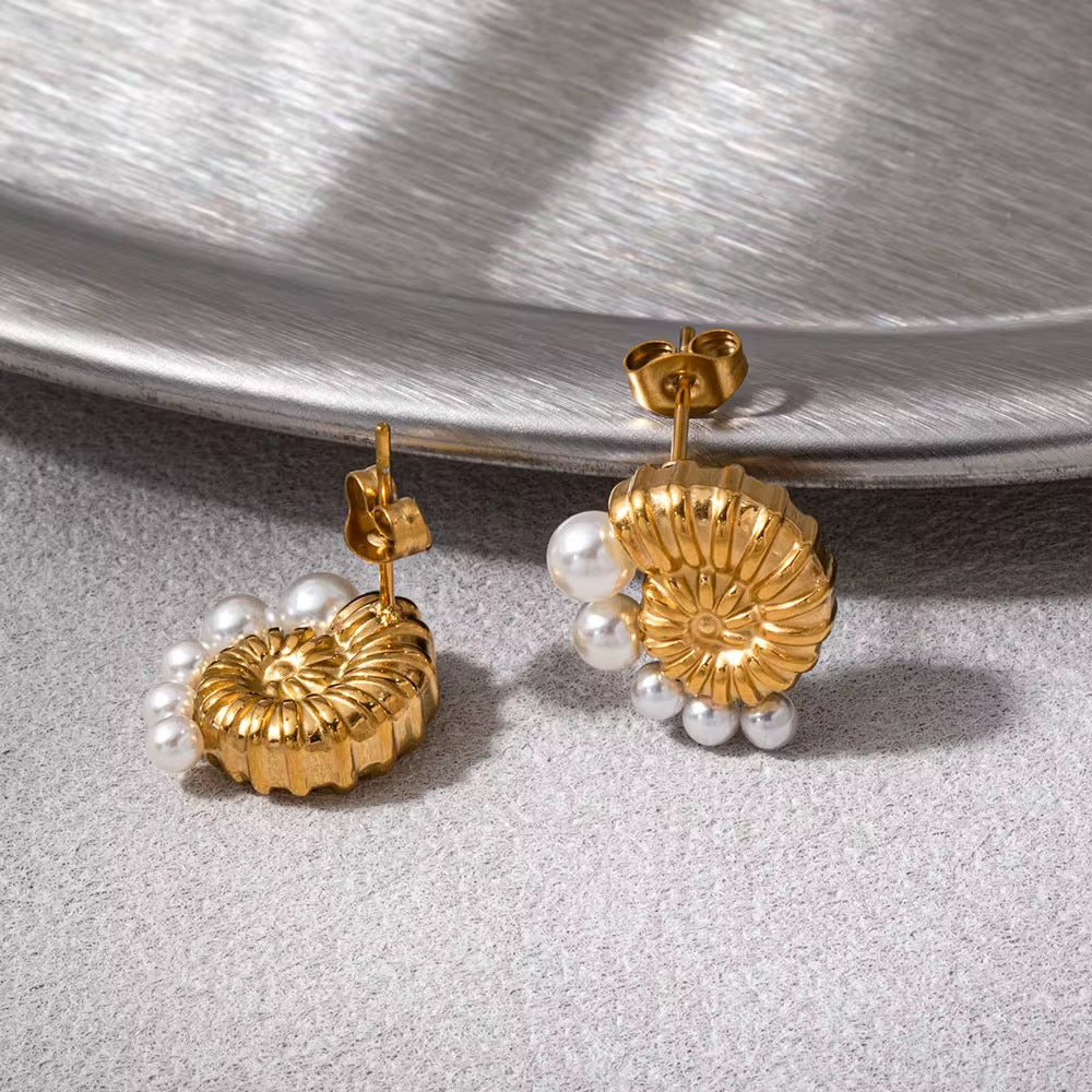 Luxury Waterproof Gold Pearl Statement Earrings