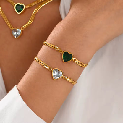 Heart Charm Cuban Chain Bracelet