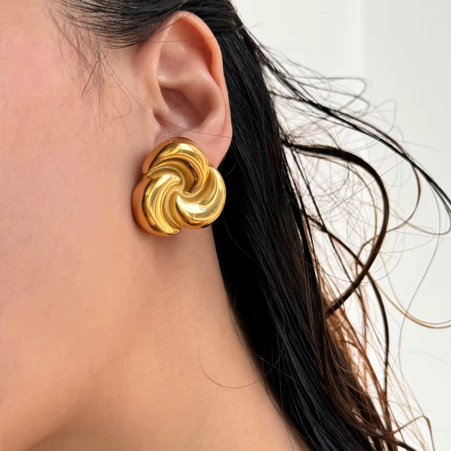 Golden Swirl Statement Earrings