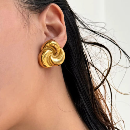 Golden Swirl Statement Earrings