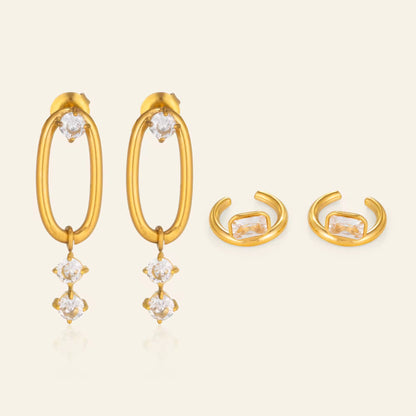 Celeste Crystal Duo Earrings Set