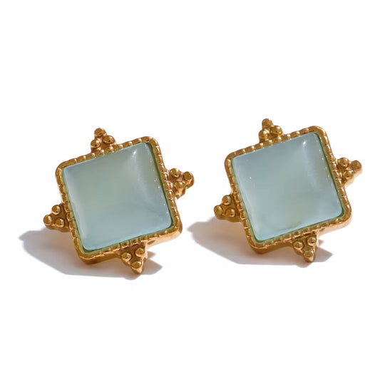 Luxury Colour Stone Stud Earrings