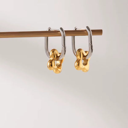 Dual Tone Link Hoop Earrings