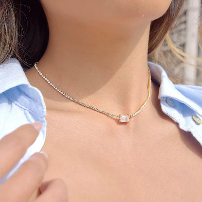 Crystal Cross Layered Necklace Set