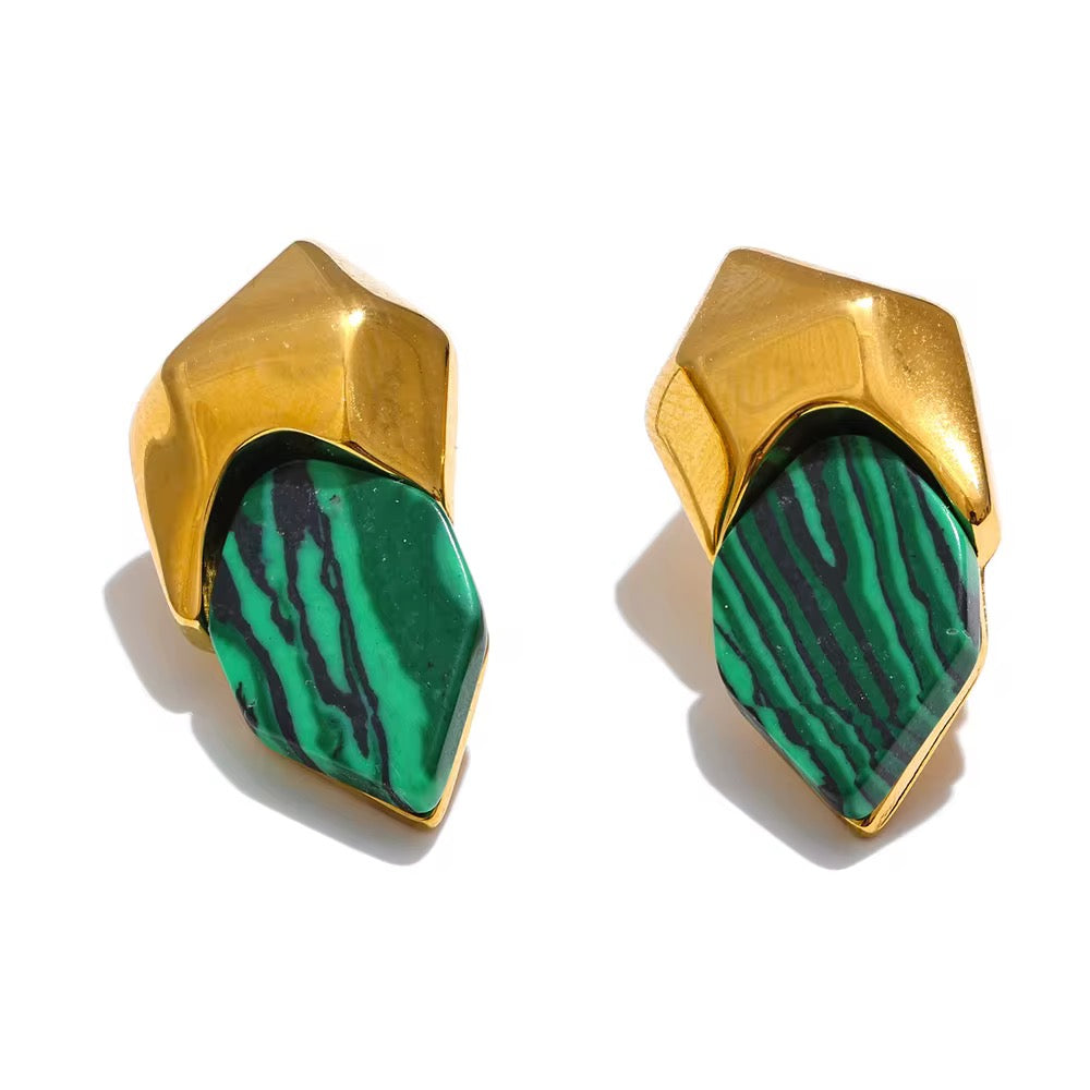 Malachite Stone Statement Earrings