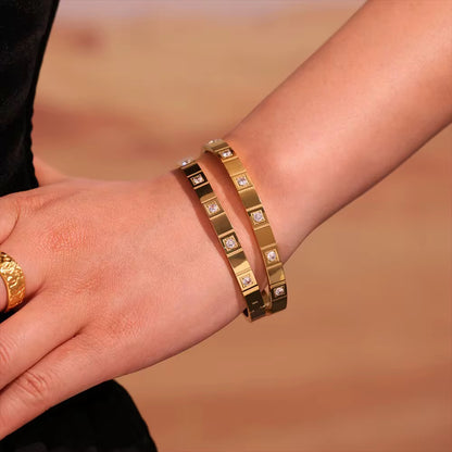 Square Crystal Link Bangle