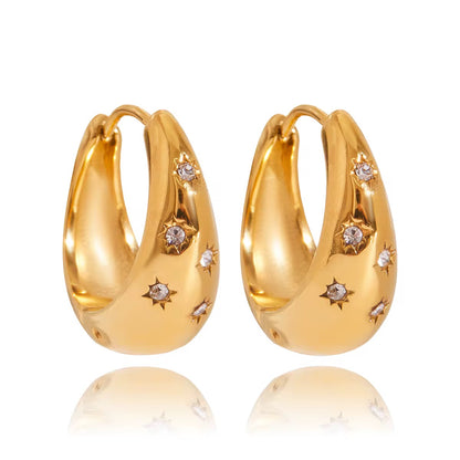 Luxury Star Zircon Hoop Earrings