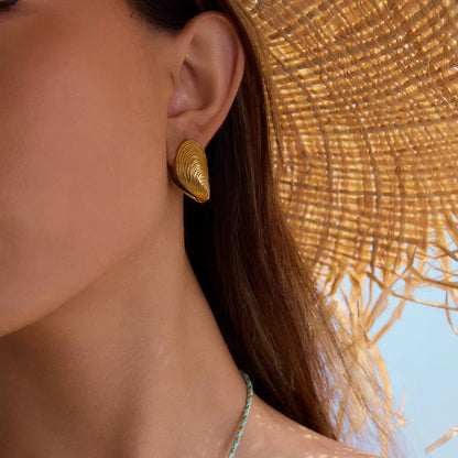 Golden Seashell Statement Earrings