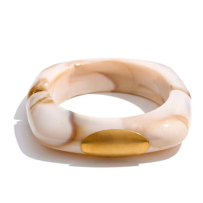Ivory Luxe Marble & Gold Bangle Bracelet