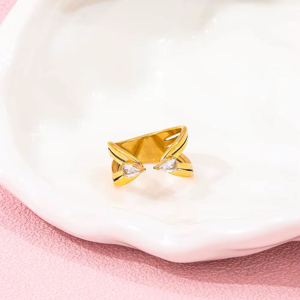 Luxe Dual Zircon Open Ring