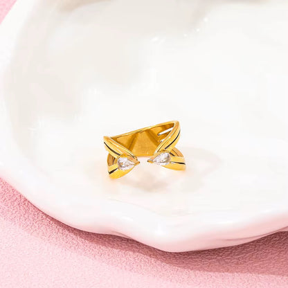 Luxe Dual Zircon Open Ring