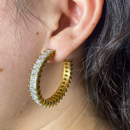 Luxury Waterproof Pavé Crystal Hoop Earrings