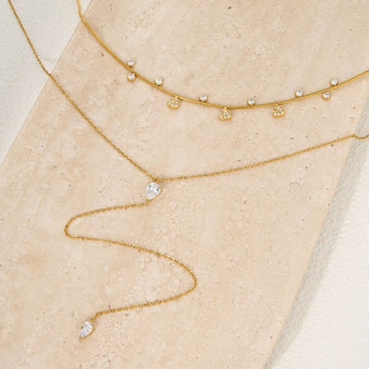 Golden Heart Drop Luxe Necklace