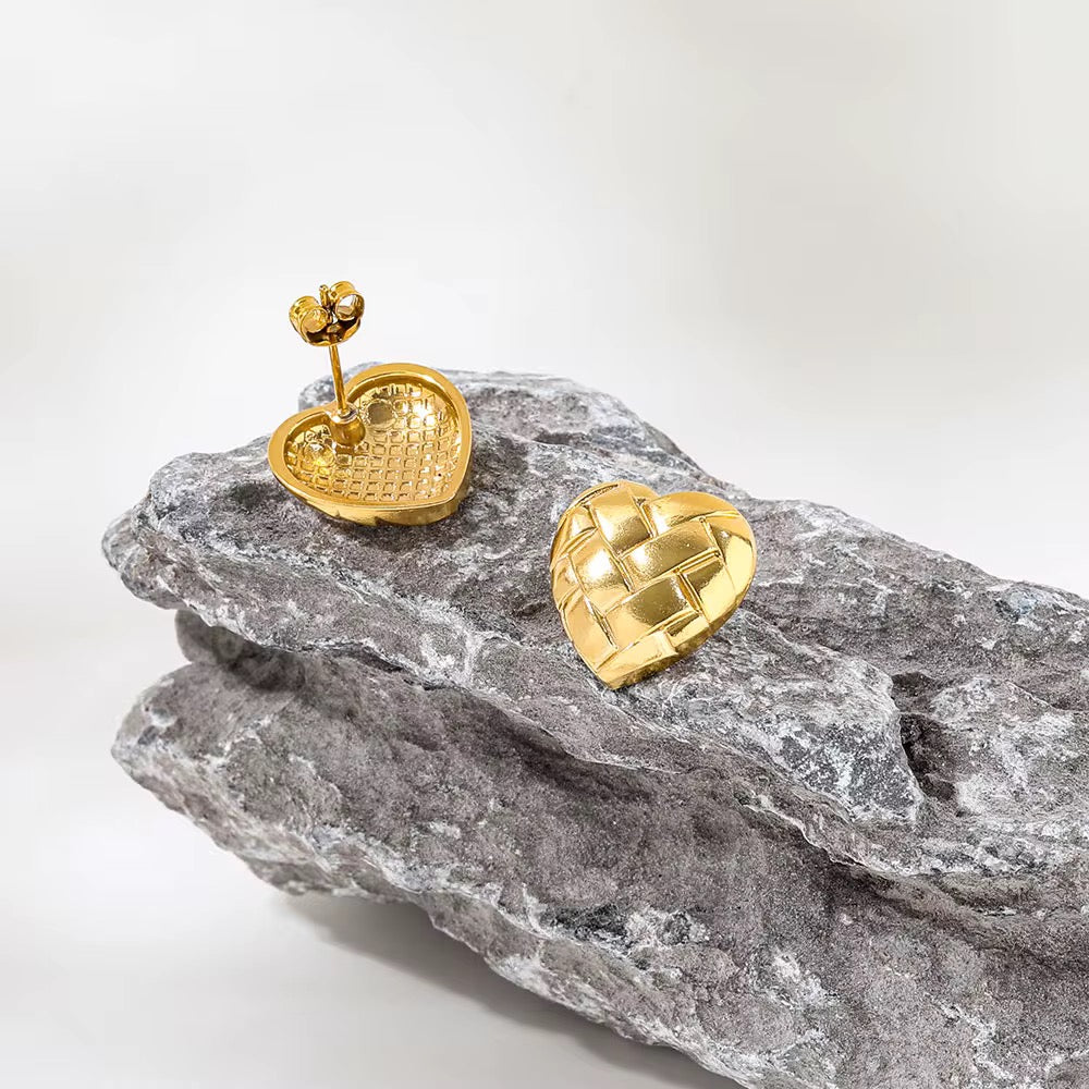 Luxury Waterproof Gold Heart Statement Earrings