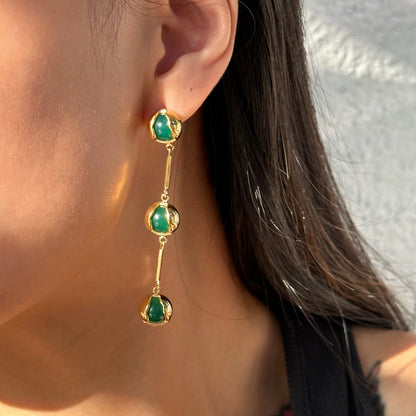 Emerald Drop Sculptural Earrings