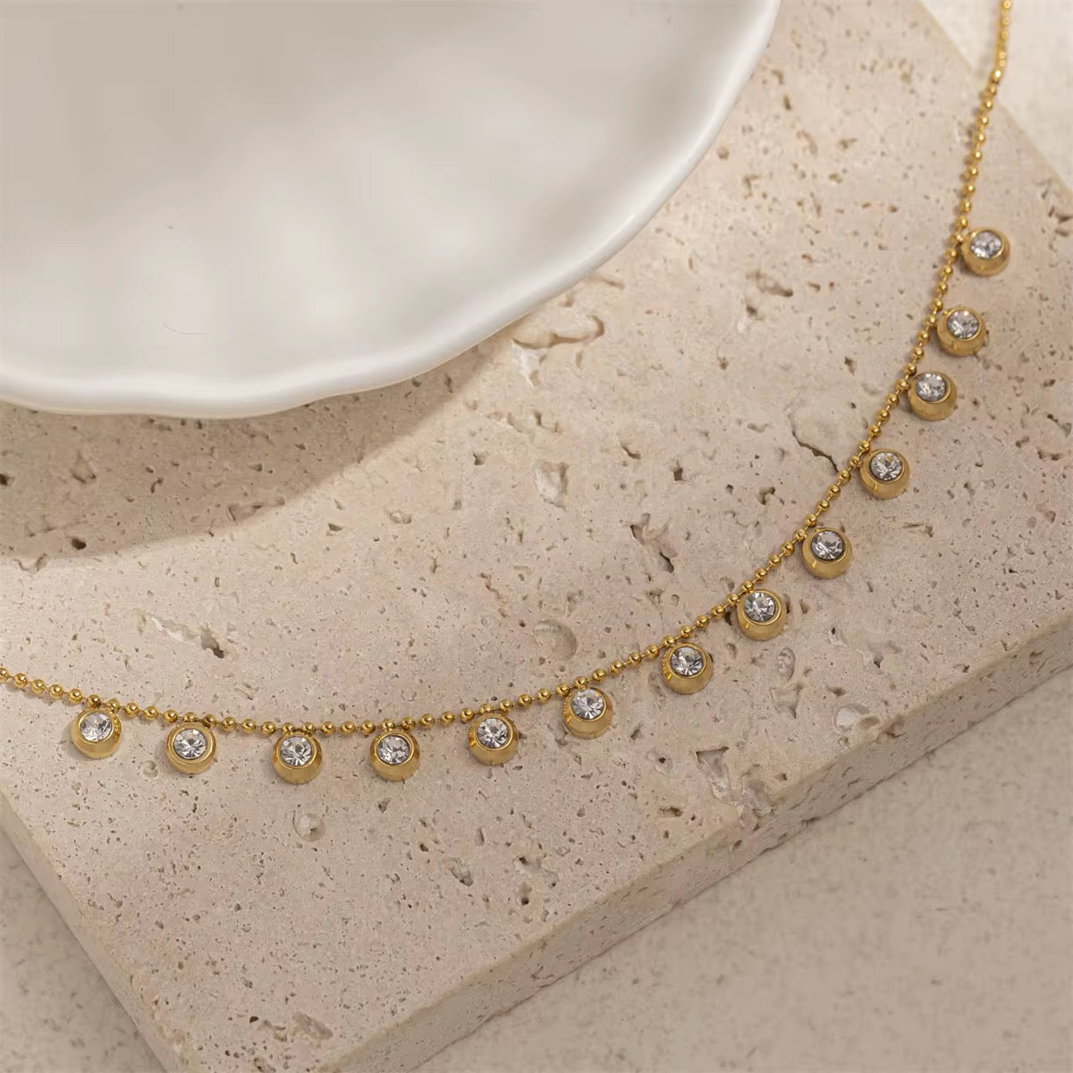 Crystal Drop Gold Necklace