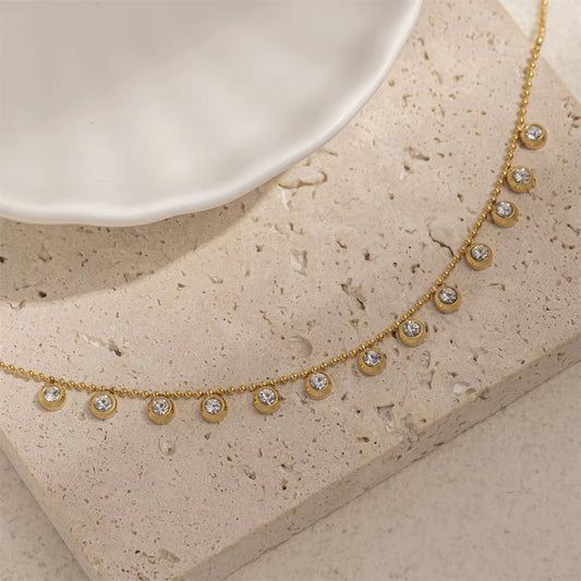 Crystal Drop Gold Necklace
