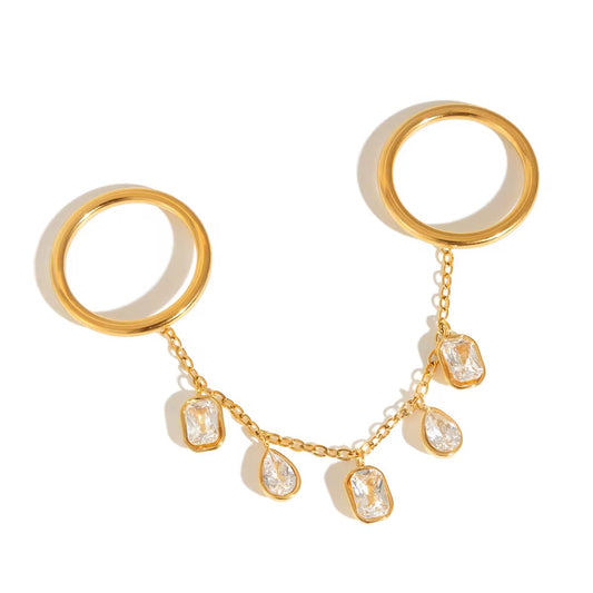 Crystal Hand Chain Ring
